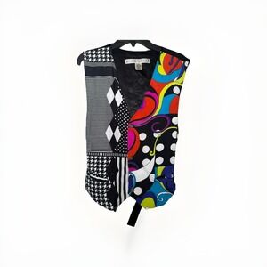 Vintage 90s‎ GURILLA BISCUIT Mulitcolor Art Vest Adult Size Large Abstract Pop